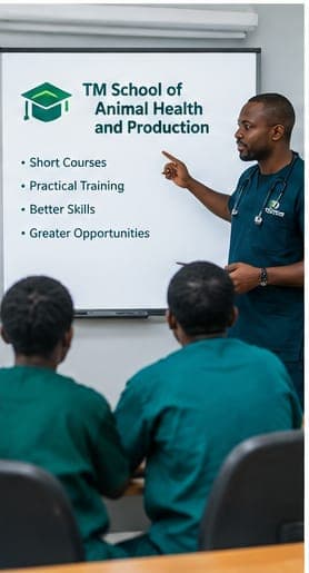 Animal health instructor teaching students in a classroom